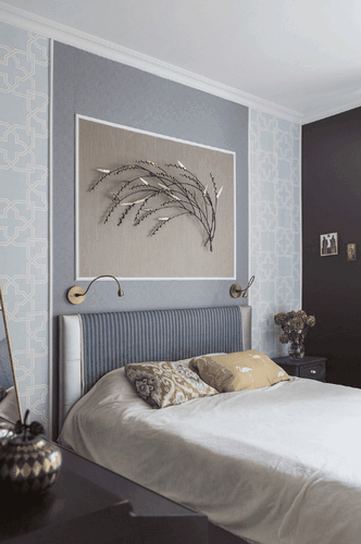 Обои для спальни: фото, дизайн 2018 года (комбинированные) - фото