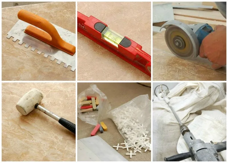 Основной набор инструментов для укладки плитки