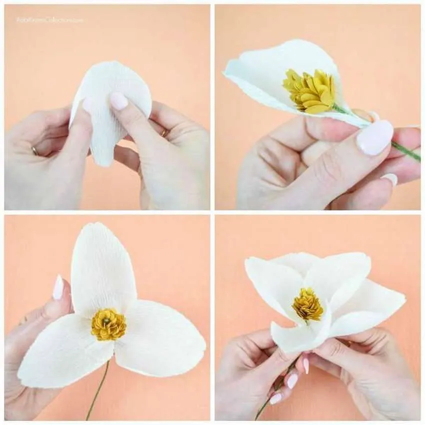 цветок из креповой бумаги своими руками