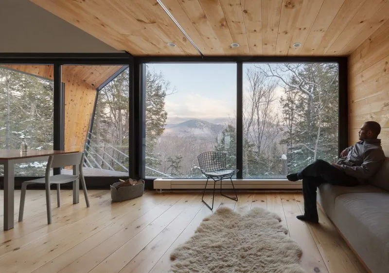 Дом с панорамными окнами и печкой