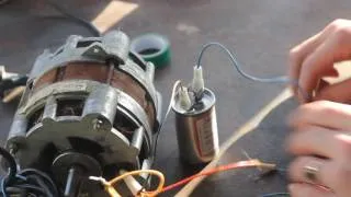 Подключение электродвигателя от старой стиральной машинки через конденсатор.