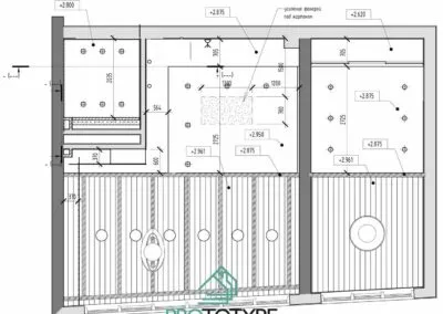 План монтажа потолка из ГКЛ в дизайн проекте интерьера