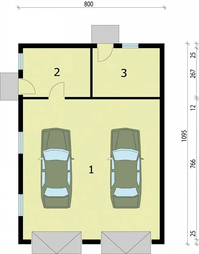 план гаража на 1 машину с хозблоком