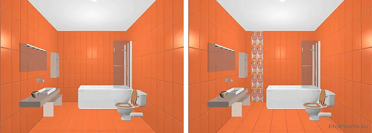 Дизайн ванной комнаты с декорами