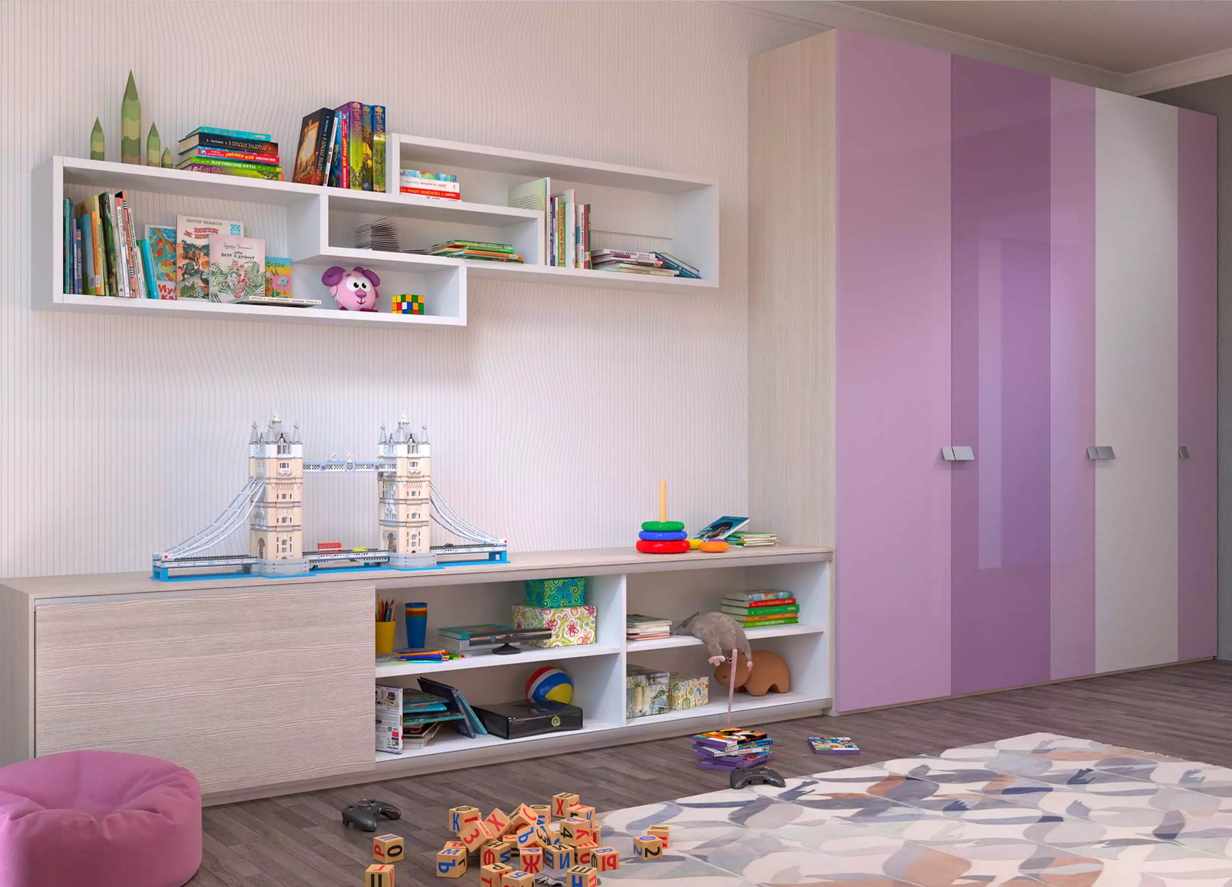 Шкаф для детской с фасадами в эмали
