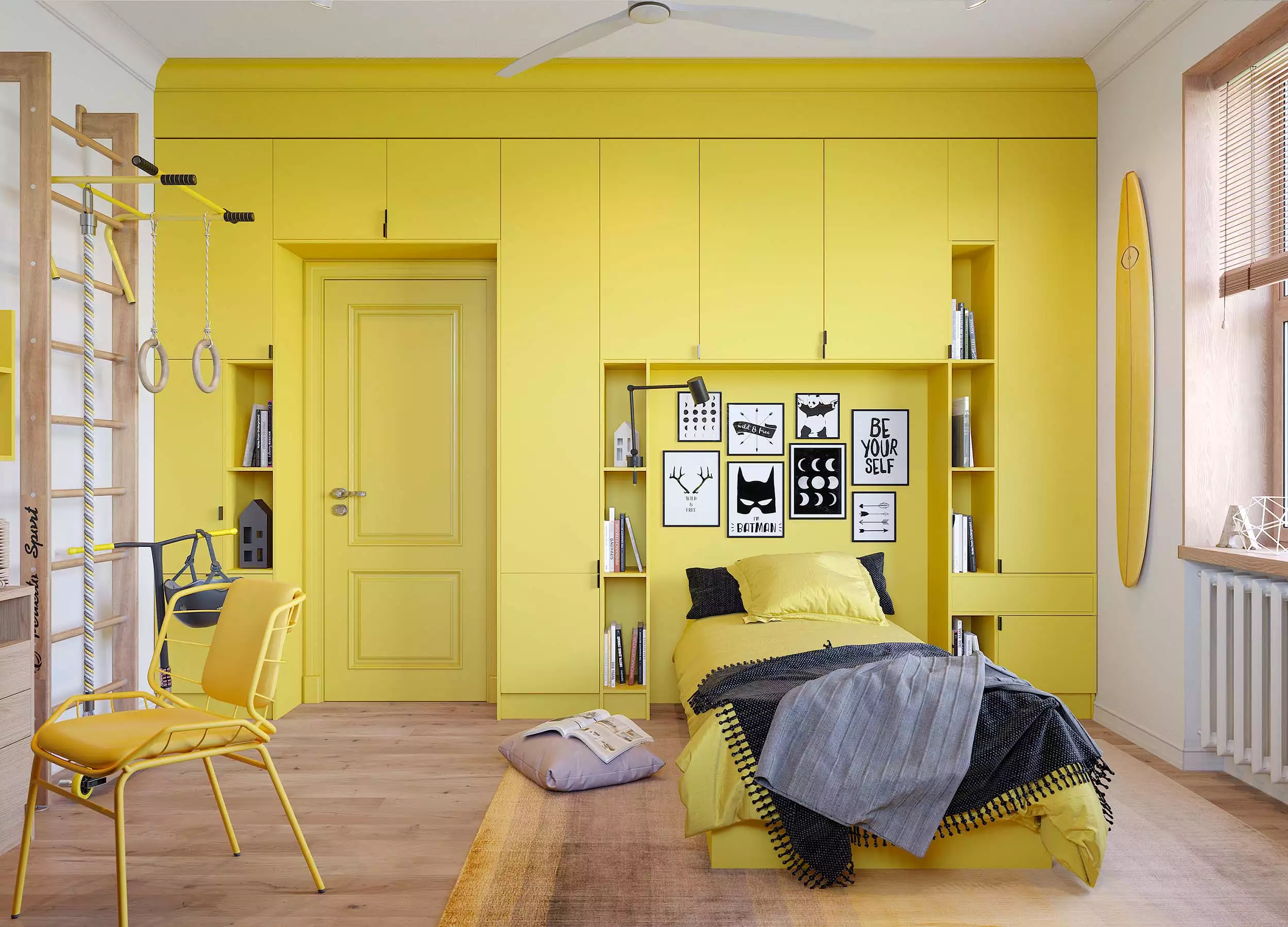 Желтая кровать для детской
