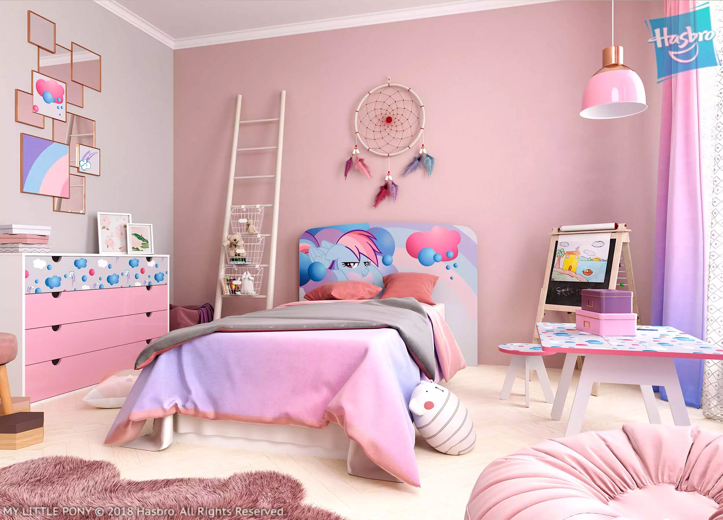 Розовая мебель для комнаты девочки