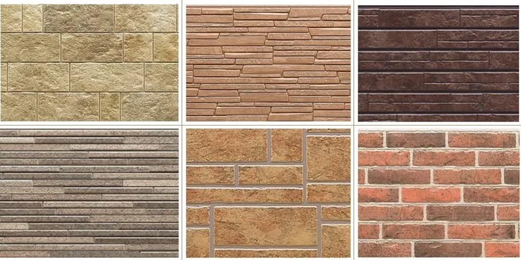 Несколько разновидностей декоративного сайдинга из бетона, имитирующих различные материалы, стоимость которых значительно выше, чем у имитации