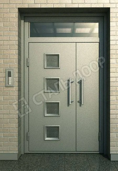 Тамбурная дверь с порошковым окрасом и стеклянными вставками МТД-2104