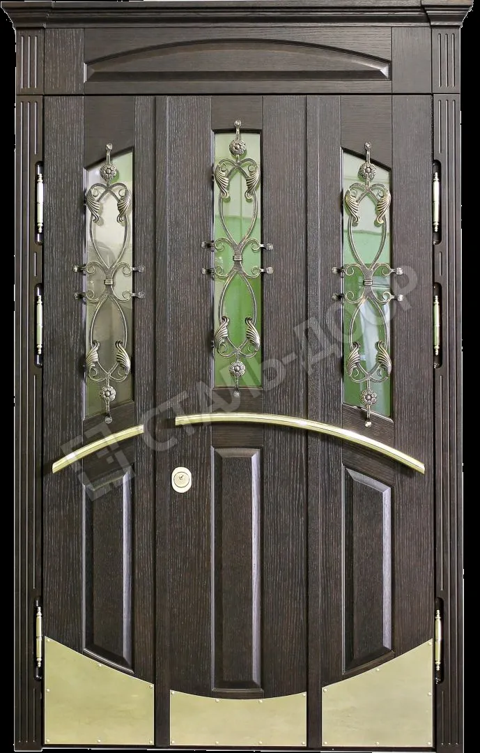 Элитная трёхконтурная дверь со стеклом и ковкой MTD-2364