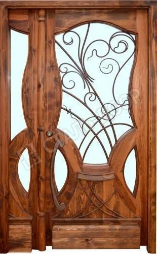 Элитная двустворчатая дверь оригинального дизайна со стеклом MTD-2358
