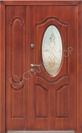 Двустворчатая коттеджная дверь с отделкой МДФ и стеклом MTD-2335