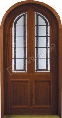 Арочная дверь с МДФ 16 мм и стеклом коричневая