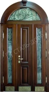 Арочная дверь с витражами, МДФ 16 мм и стеклом