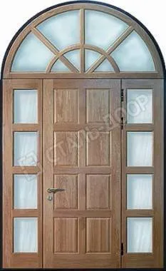 Арочная дверь с МДФ 16 мм и стеклом двустворчатая