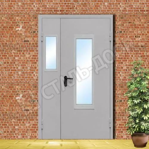 Техническая дверь остеклённая с порошковым окрасом 
