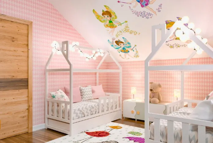 дизайн спальни для двух девочек дошкольниц