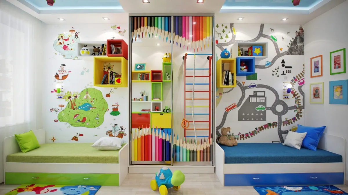 Зонирование детской комнаты для двух мальчишек