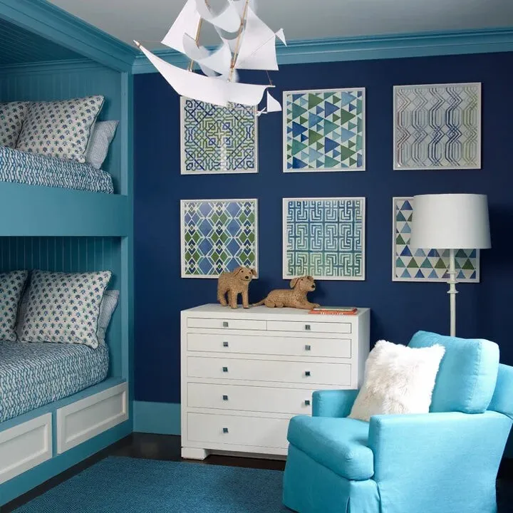 Детская комната в синем и голубом цвете