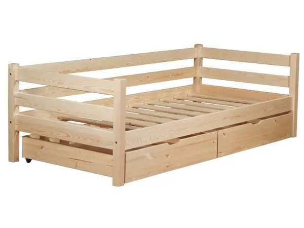 На фото видны основные элементы в конструкции кровати, включая выдвижные ящики