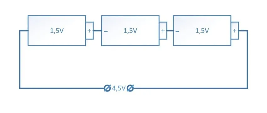 Схема последовательного подключения батареек
