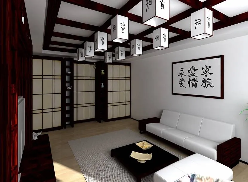 Потолок, оформленный в китайском стиле
