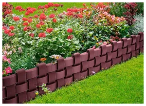 Забор декоративный МастерСад Плетенка коричневый 2,4м / бордюр <b>для</b> сада и огорода / <b>Ограждение</b> садовое <b>для</b> клумб и <b>грядок</b> / забор <b>пластиковый</b>