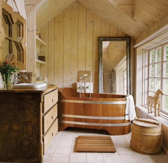 Ванная в деревянном доме (150 фото): правила оформления, выбора материала и цвета отделки с советами по украшению