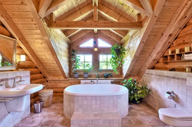 Ванная в деревянном доме (150 фото): правила оформления, выбора материала и цвета отделки с советами по украшению