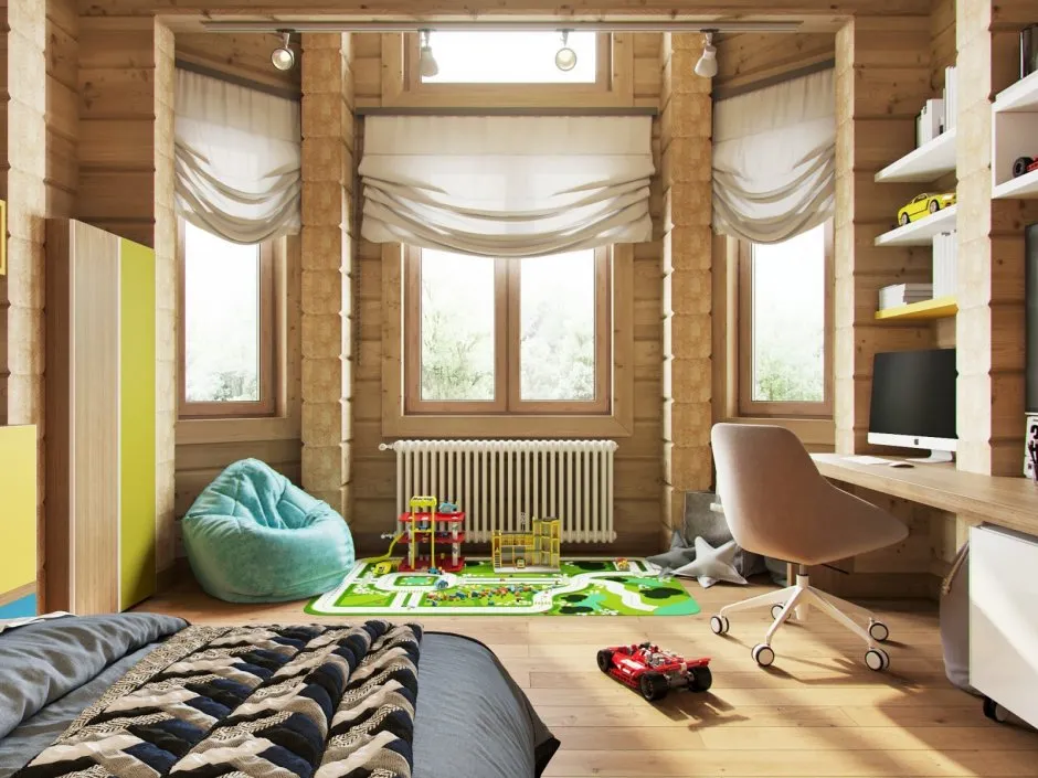 Подростковая комната в деревянном доме