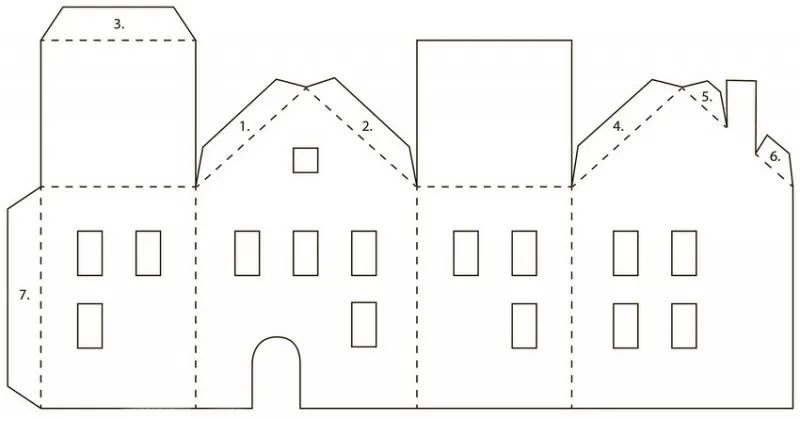 Схема шаблона домика из картона