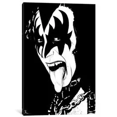 East Urban Home Gene Simmons Original Painting on Wrapped Canvas Size: 40'' H x 26" W x 0.75" D Rock Poster, Gravure Photo, Kiss Art, Fantasias Halloween, Rock And Roll Bands, Gene Simmons