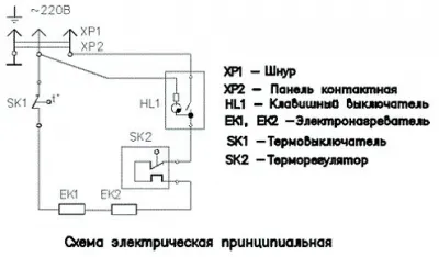Электрическая схема конвектора