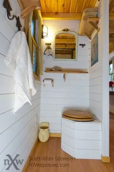 . Tiny House Living, Small Living, Cozy House, Grand Chalet, Tumbleweed Tiny Homes, Outdoor Toilet, Tiny Houses For Rent, Tiny House Bathroom, Outhouse Bathroom