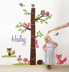 Woodland Animals Personalized Growth Chart Nursery Wall Decal, Forest Animals Tree Baby Room Decor F Baby Nursery Decals, Nursery Baby Room, Baby Room Decor, Nursery Walls, Animal Wall Decals, Kids Wall Decals, Wall Decor Stickers, Woodland Animal Nursery, Woodland Animals