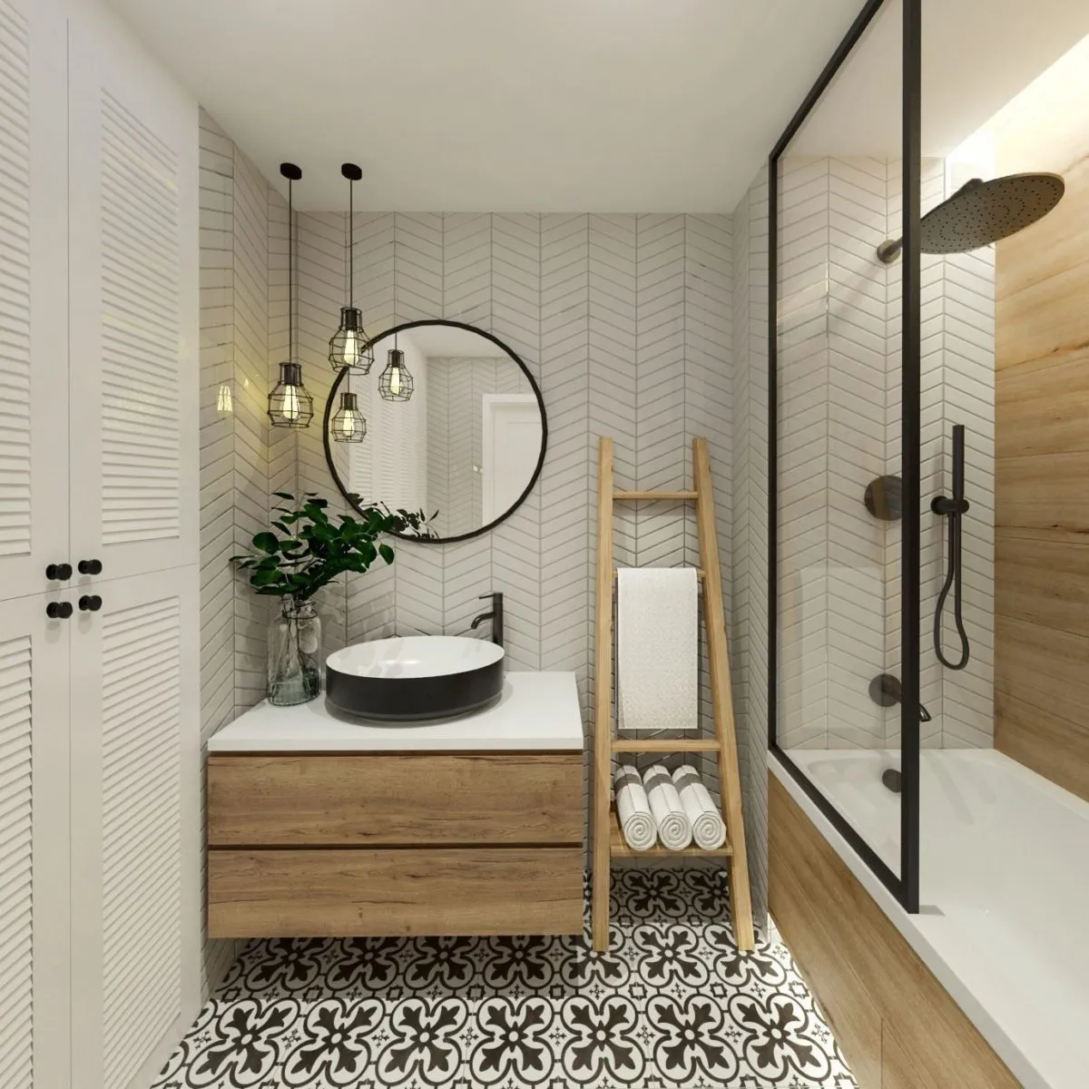 Ванная комната с стиле сканди