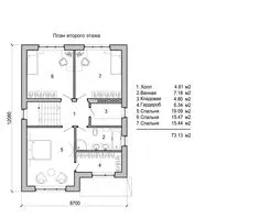 План второго этажа двухэтажного дома в стиле райт из баварской кладки Sweet Home