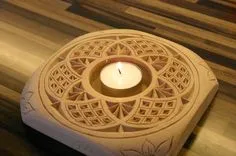 Very nice idea for chip carving a gift for some one special. Bone Carving, Candle Stand, Tea Light Candle, Hand Carved Candles, Dremel Carving, Pvc Wall Panels, Candle Carving