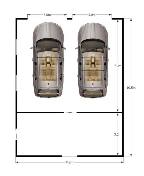 схема каркасного гаража на 2 машины 8,2 х 10,5 м