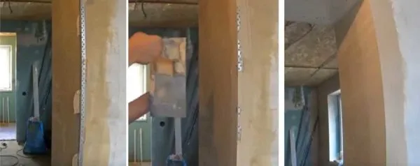 Оформление наружных углов гипсокартонных стен при помощи перфорированного уголка