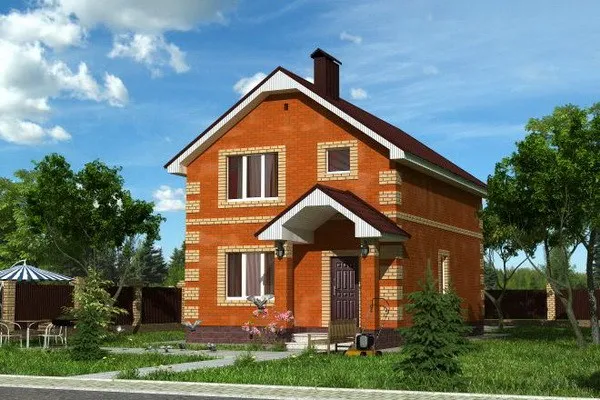 Дом из красного кирпича в итальянском стиле