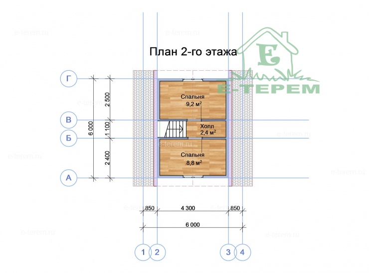 Проект: Дом из бруса 6х6 с террасой 6х1