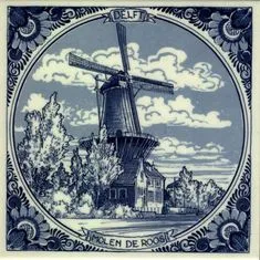 Delft, Couples Canvas, Old Windmills, Decoupage Paper, Blue Roses