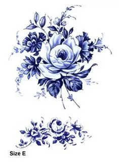 Гжель, голландские мотивы... и просто интересные картинки. Blue Tattoo, Floral Tattoo, Flower Tattoos, Fire Flower, Tatoo Art, Tattoo Ink, Motif Floral, Navy Floral