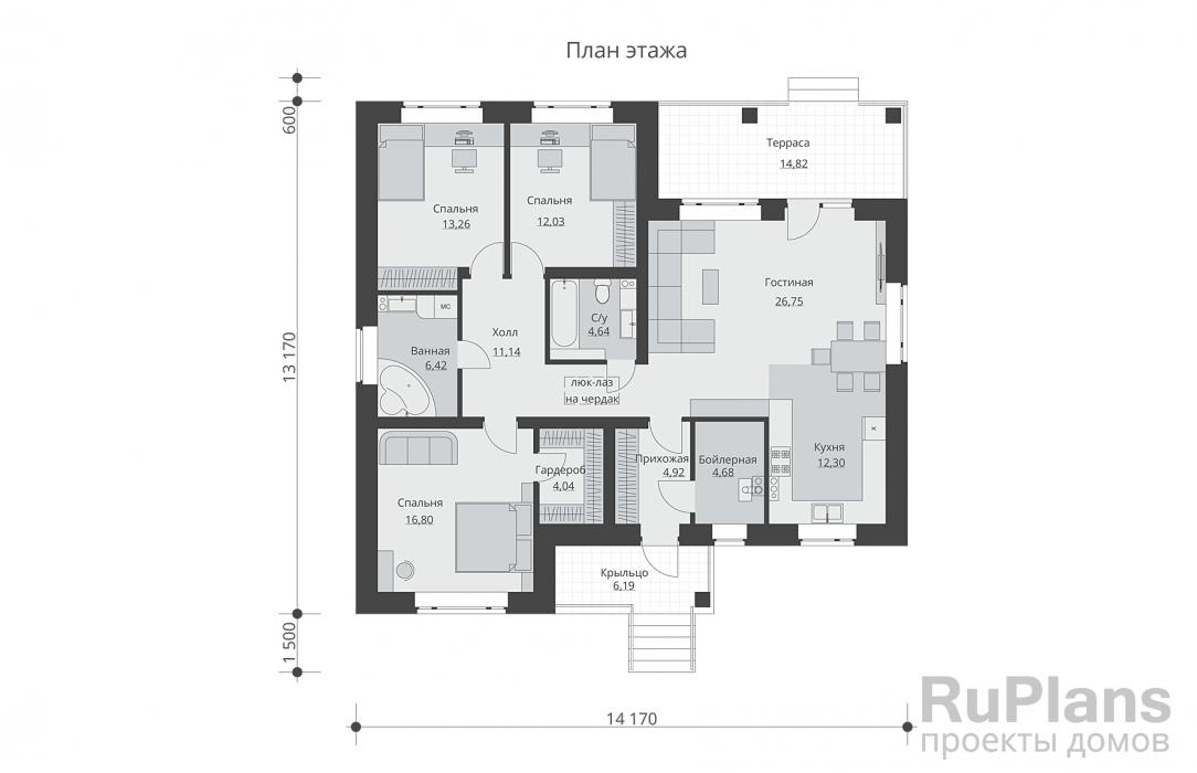 Проекты одноэтажных домов - Планы