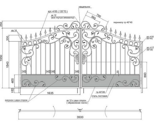 Кованые ворота: фото, эскизы, идеи