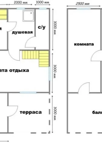 Баня из бруса 4х6 по проекту Гретта с мансардой и террасой в комплектации под ключ: фото, описание, цена, планировка