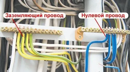 Обозначение фазы и нуля на схеме