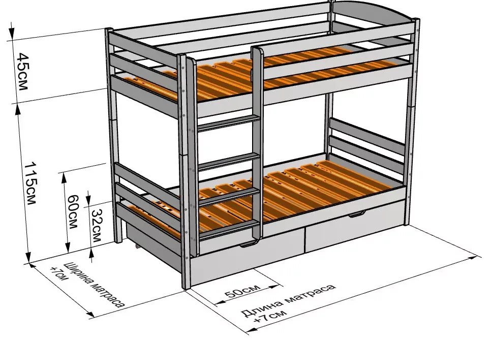 Схема: Двухъярусная кровать