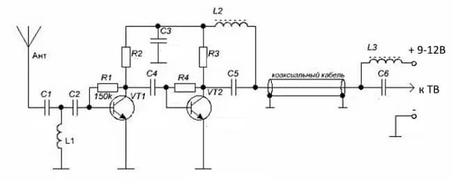Схема антенного усилителя для ДМВ диапазона